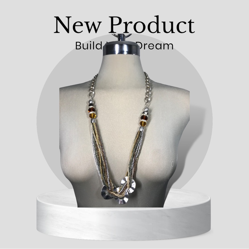 By Chance Gorgeous Multilayered Beads & Glass Crystals 5 mm Chain Necklace
